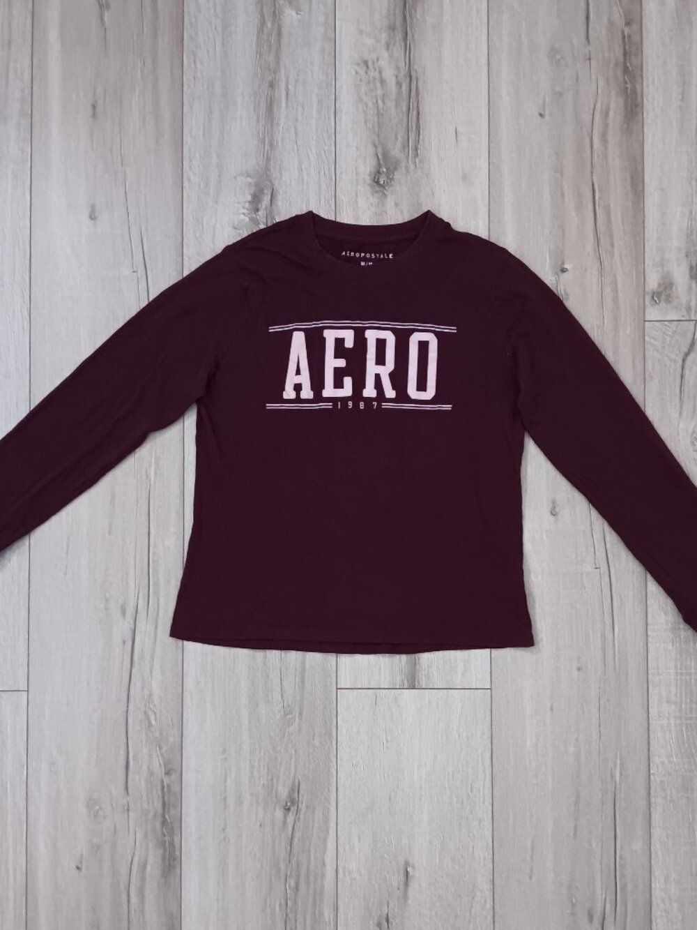 🔥4 for $20🔥Aeropostale Long Sleeve T-Shirt Womens M Maroon Cotton Blend Tee